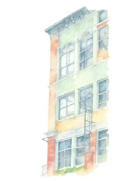 damaged steel and brick building covered in kudzu tattoo design idea