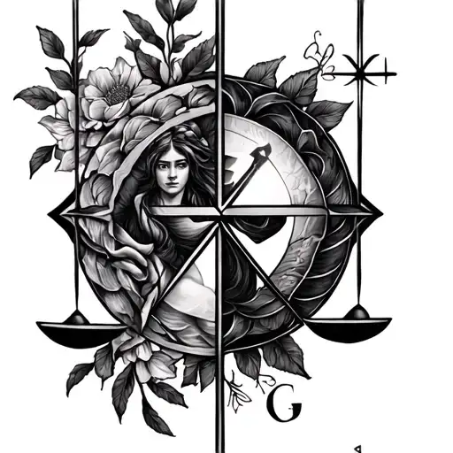 libra, cancer & Gemini star sign combined together tattoo design idea