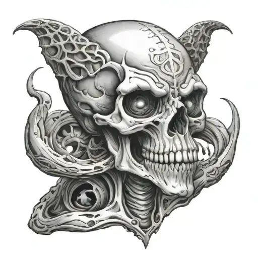 skull alien not evil tattoo design idea