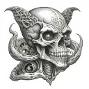 skull alien not evil tattoo design idea