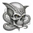 skull alien not evil tattoo design idea