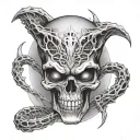 skull alien not evil tattoo design idea