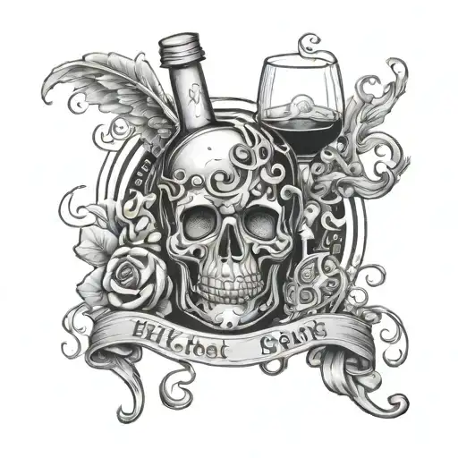 alcohol difficult childhood tattoo design idea