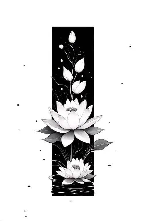 white lotus very small with dots  tattoo design idea