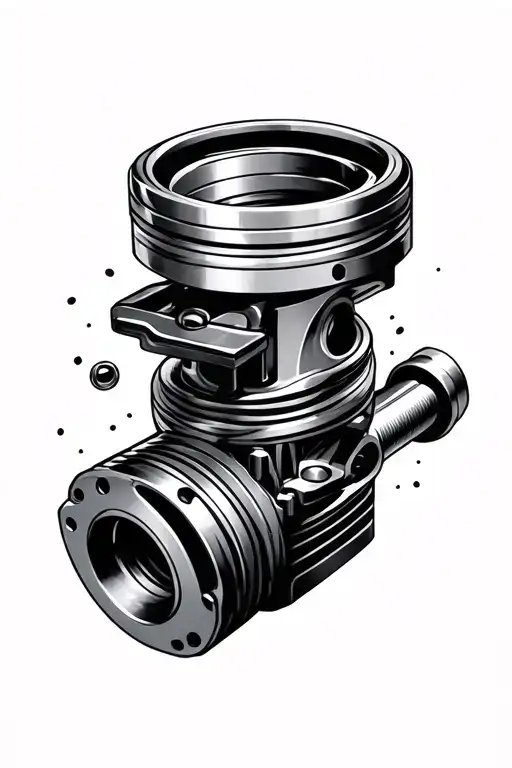 piston and crankshaft transforming into a mechanical tattoo design idea