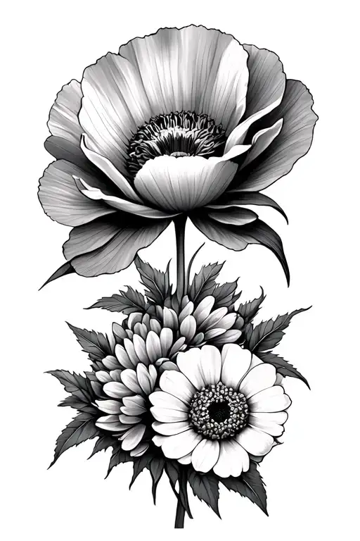 Poppy And Chrysanthemum tattoo design idea