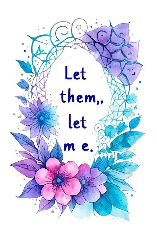 "Let them; let me" Mandela patterns words within and symbols around showing healing  tattoo design idea