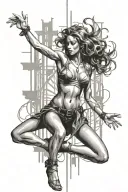 girl on a stripper silhouette dancing tattoo design idea