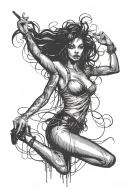 girl on a stripper silhouette dancing tattoo design idea