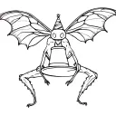 mothman with party hat and solo cup dreaming of his lamp tattoo design idea