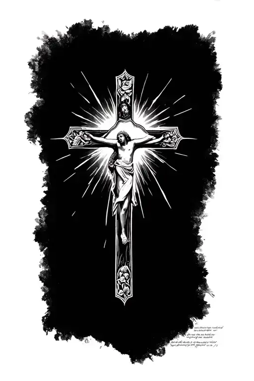 I want a forearm tattoo with the Jesus cross on it with some scripture behind it and maybe some light beems shooting top tattoo design idea