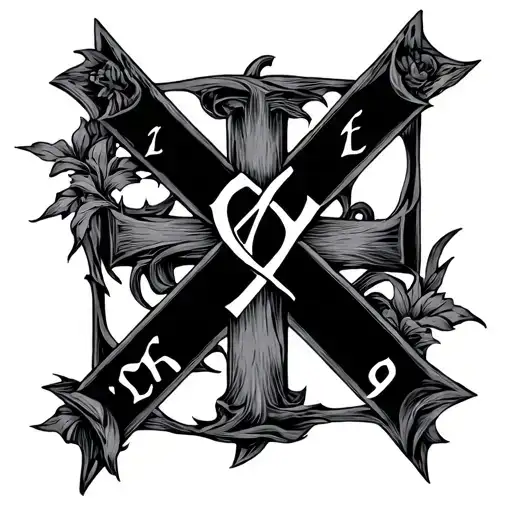 cross mark 10:9 written tattoo design idea