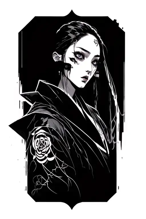 Cyberpunk Japanese tattoo design idea