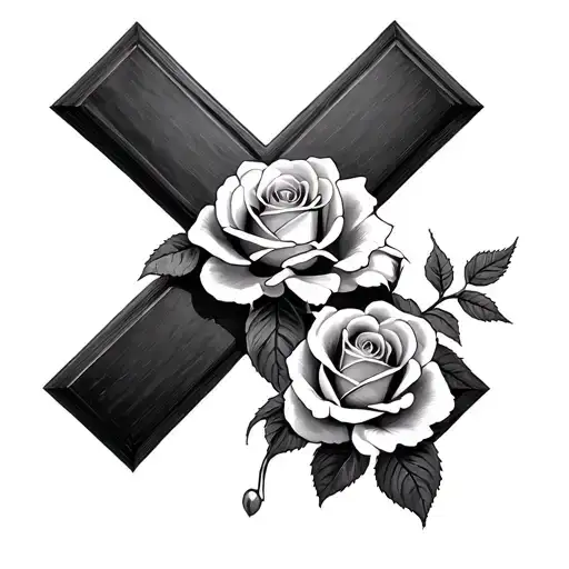  psalm 25:5 galatians 2:20 inside the cross with roses  tattoo design idea