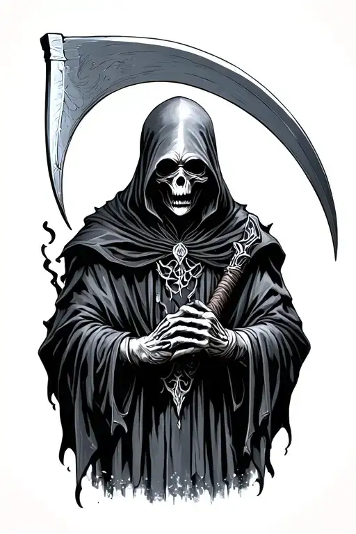 grim reaper with scythe tattoo design idea