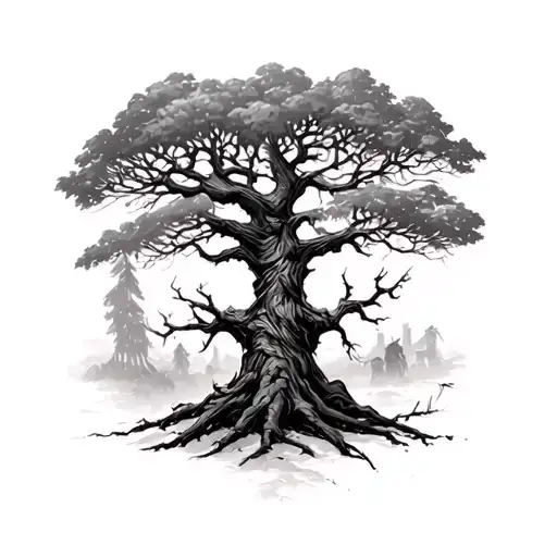The tree of the past life of the future century Cossack tattoo design idea