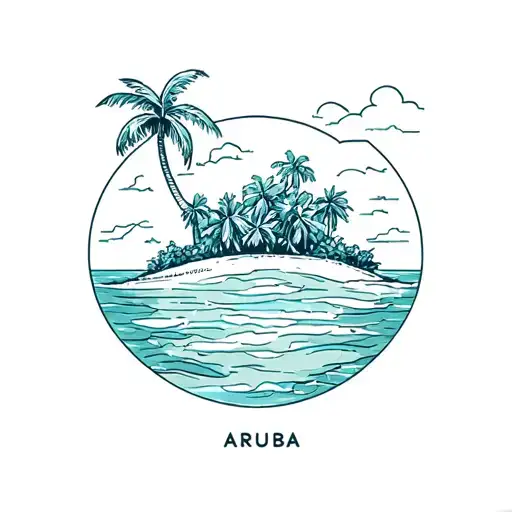 Outline of aruba island tattoo design idea