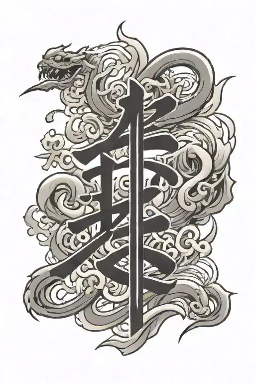 Mushin and Kaizen Kanji characters tattoo design idea