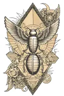egypt pyramid moon scarab beetle and angel wings  tattoo design idea