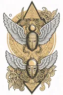 egypt pyramid moon scarab beetle and angel wings  tattoo design idea