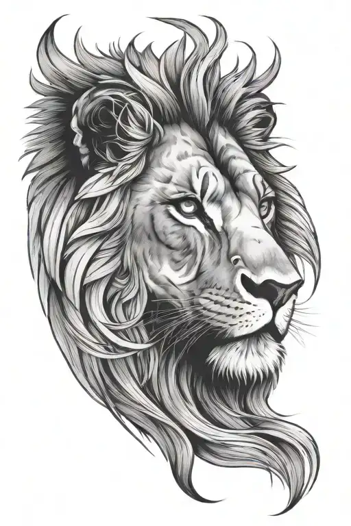 lion blue eyes tattoo design idea