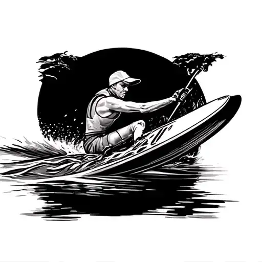 water skier solemn tattoo design idea