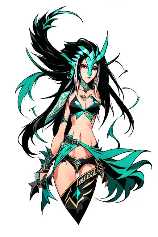 personnage akali league of legends tattoo design idea