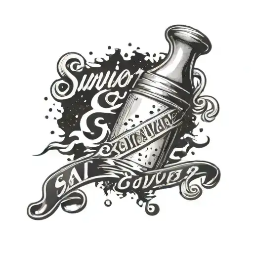 Vintage salt shaker sprinkling salt that spells out survivor in salt tattoo design idea