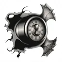 clock with cracks and hourglass tattoo design idea