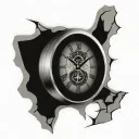 clock with cracks and hourglass tattoo design idea