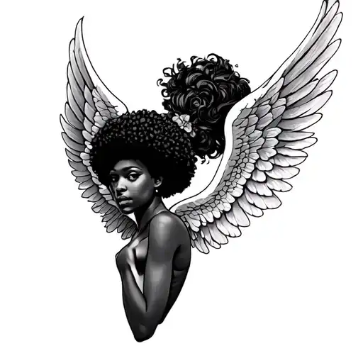Afro Angel tattoo design idea