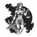 lady justice scales tattoo design idea