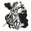 lady justice scales tattoo design idea