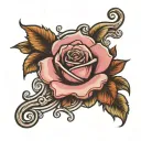 rose with name scroll  tattoo design idea