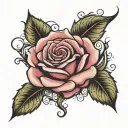 rose with name scroll  tattoo design idea