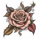 rose with name scroll  tattoo design idea