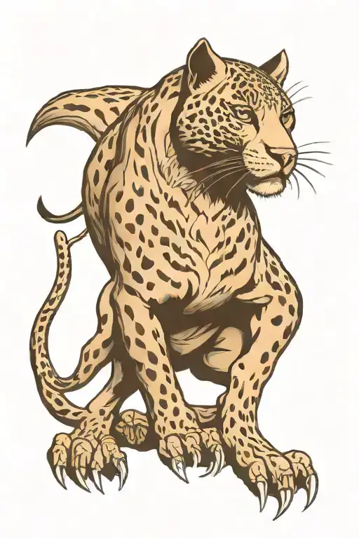 black panther animal full body greyscale tattoo design idea