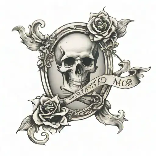 Memento Mori written with hourglass tattoo design idea