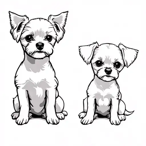 bichon havanese dog and chihuahua terrier mix dog tattoo design idea