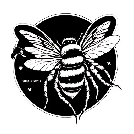 "Britney" bee flying together representing the client's love tattoo design idea