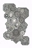 hexagonal circuit board patterns tattoo design idea