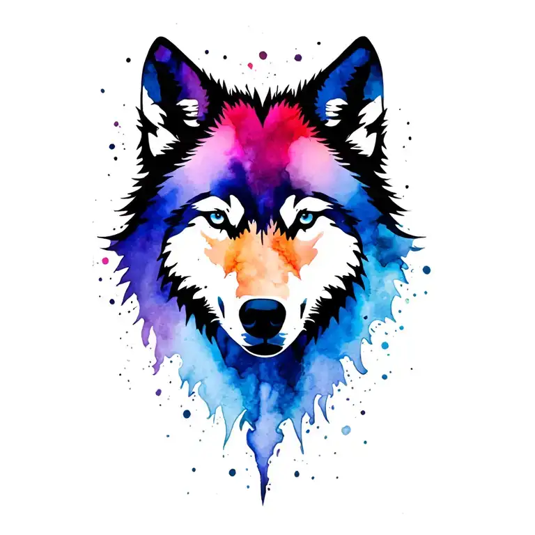 shadow wolf silhouette tattoo design idea