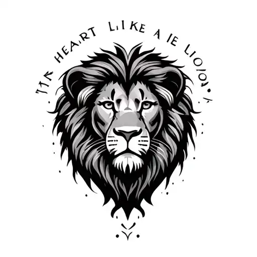 Rasta lion words reading "heart like a lion" tattoo design idea