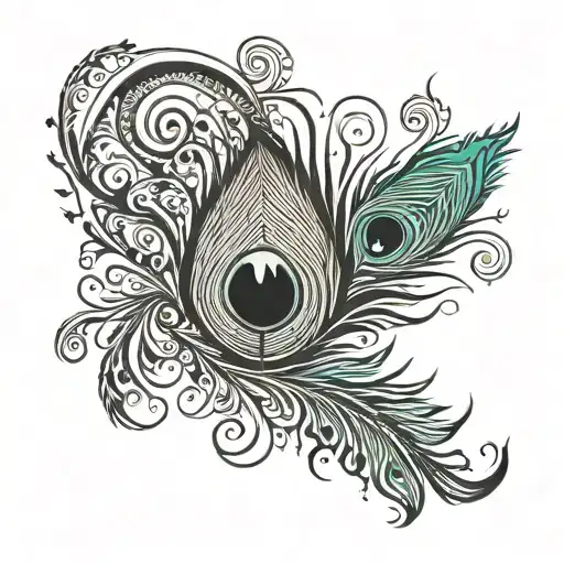 Semi colon and peacock feather tattoo design idea