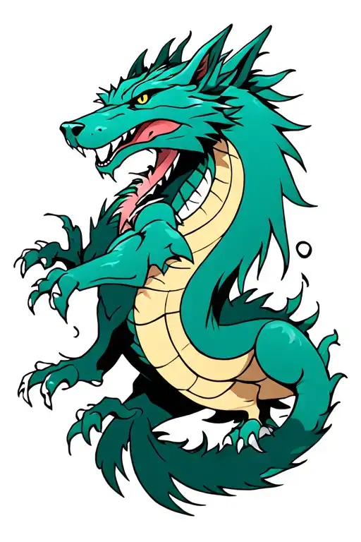 dragon and wolf tattoo design idea