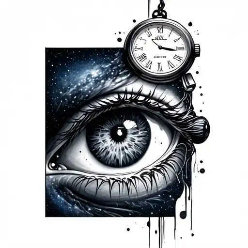 eye of the galaxy with a timekeepers watch and dna. very creative and in depth tattoo design idea