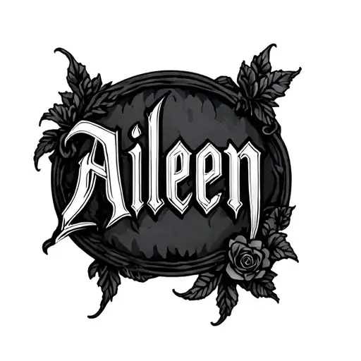 name Aileen gothic style tattoo design idea