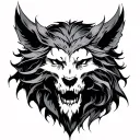 norse hel nordic godess of death and fenrir tattoo design idea