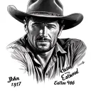 John wayne and Clint Eastwood with the date 2/1/1967 tattoo design idea