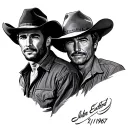 John wayne and Clint Eastwood with the date 2/1/1967 tattoo design idea